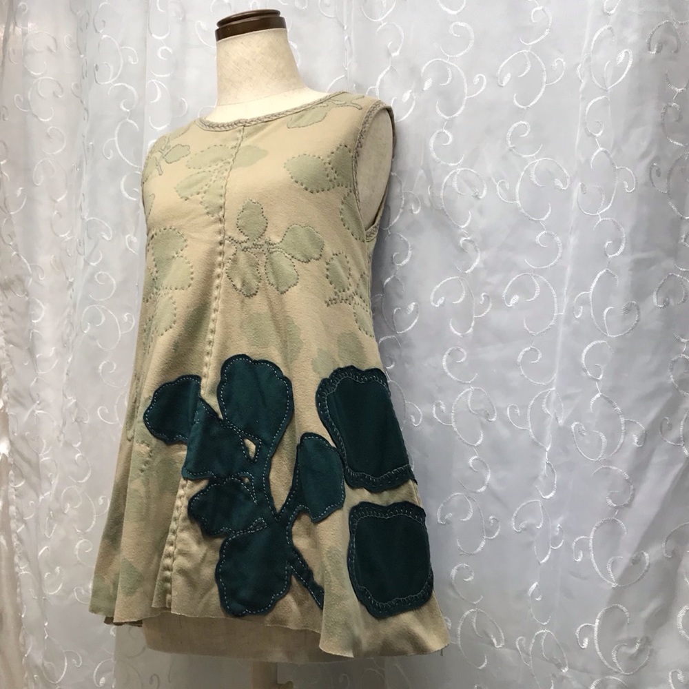 Handmade tan tunic with appliqués